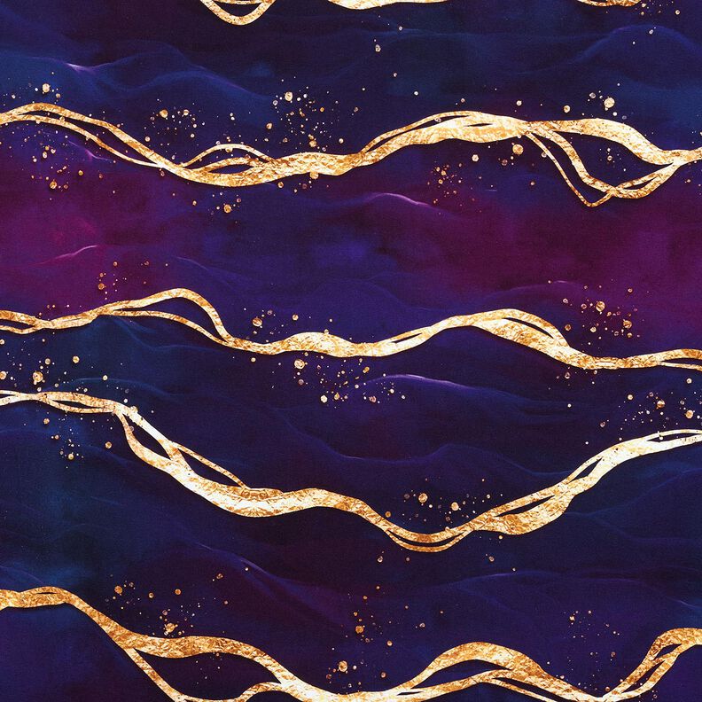 Bavlněný žerzej Snový mramor | Glitzerpüppi  – červenofialková/starozlatá,  image number 1