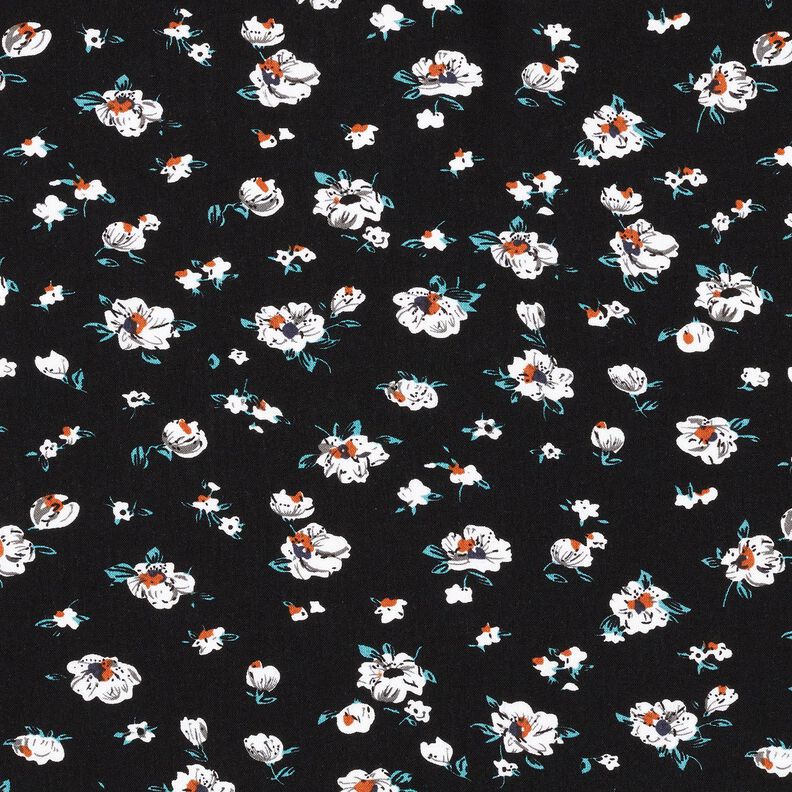 Visk&oacute;zov&aacute; tkanina květinov&yacute; d&eacute;&scaron;ť &ndash; čern&aacute;,  image number 1