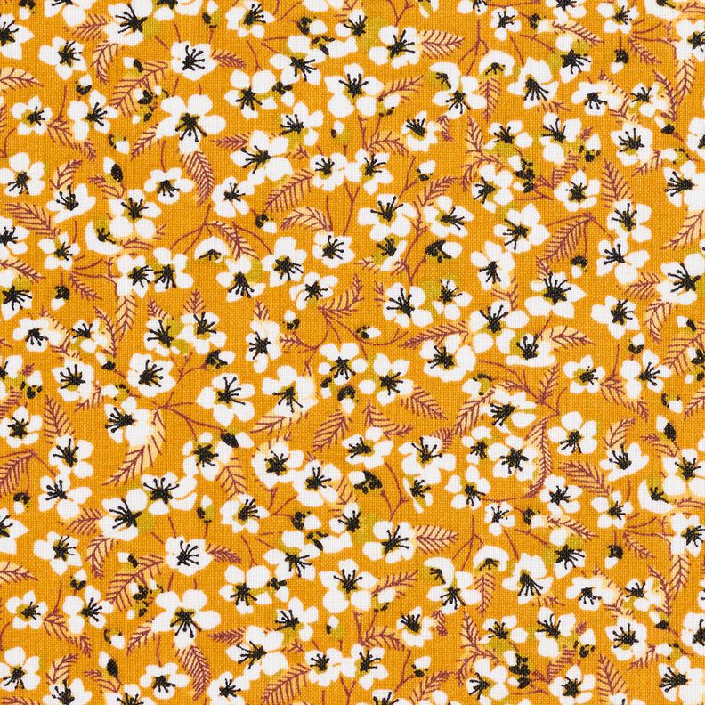 Povrstvená bavlna Květinová flóra – kari žlutá/bílá,  image number 1
