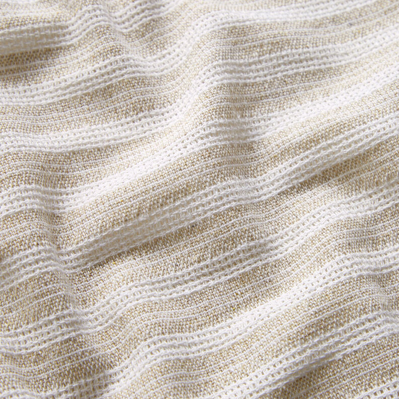 Bavlněná tkanina s horizontálními pruhy – béžová/bílá,  image number 2
