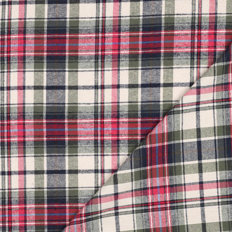 Bavlněný flanel Kostka | Poppy Fabrics – olivová/červená, image number 4