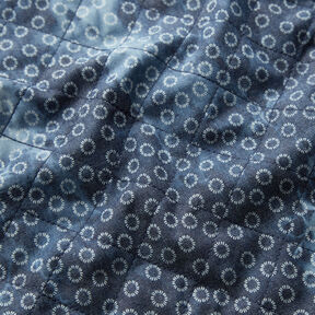Prošívaná tkanina chambray květinová batika – džínově modrá, 