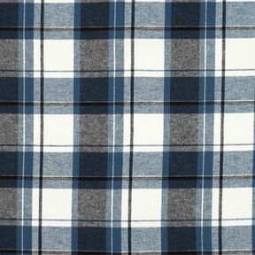Bavlněný flanel Velké káro – džínově modrá/vlněná bílá,  Bavlněný flanel Velké káro – džínově modrá/vlněná bílá,