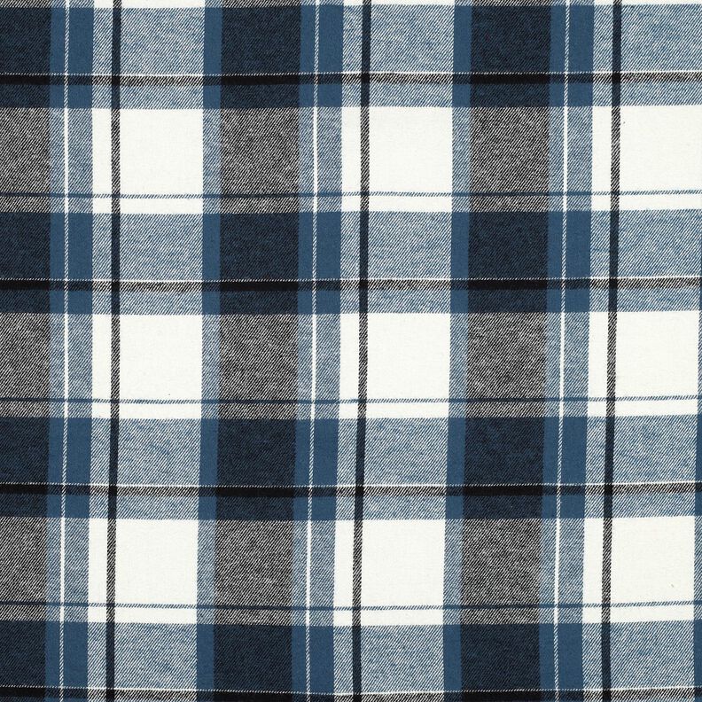 Bavlněný flanel Velké káro – džínově modrá/vlněná bílá,  image number 1