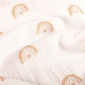 Mušelín / dvojitá mačkaná tkanina Akvarelové duhy digitální potisk – slonová kost, 