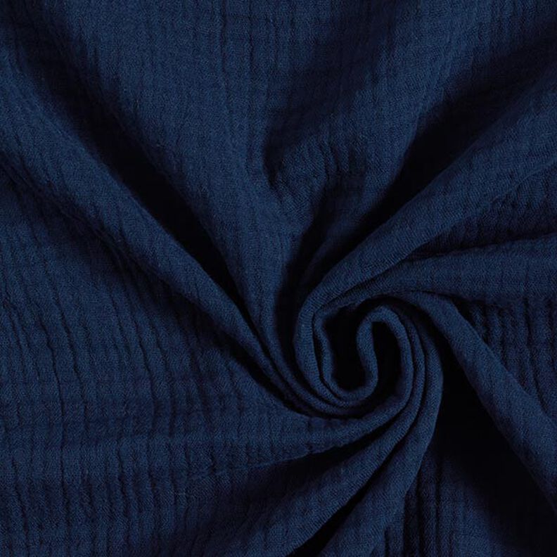 GOTS Třívrstvý bavlněný mušelín – noční modrá,  image number 1