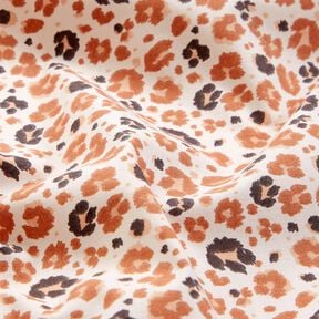 Bavlněná látka Kreton Velké leopardí skvrny – mědená/světle béžová, 