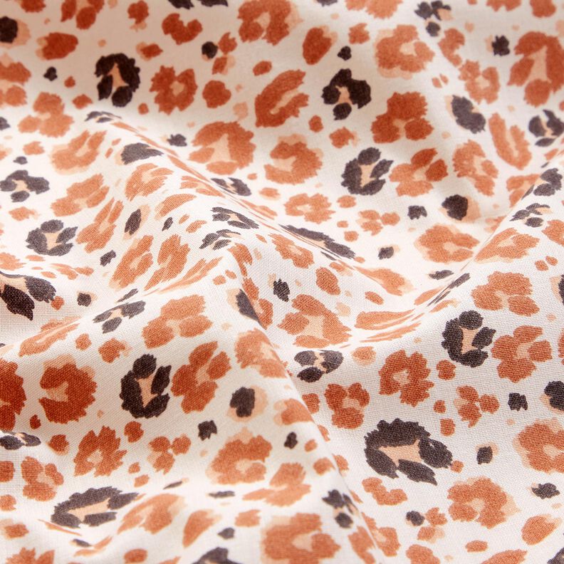 Bavlněná látka Kreton Velké leopardí skvrny – mědená/světle béžová, image number 2