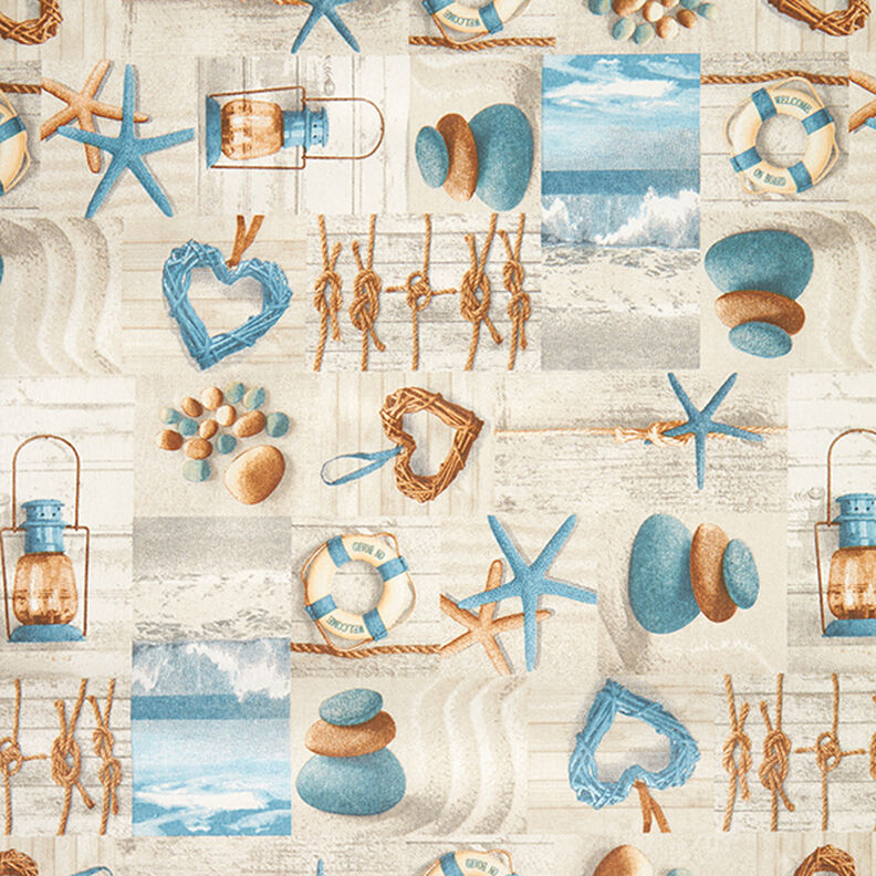 Povrstvená bavlna Námořnický styl – přírodni,  image number 1