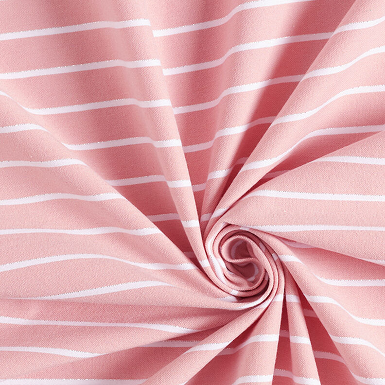 Viskózový streč s třpytivými pruhy – růžová/bílá,  image number 3