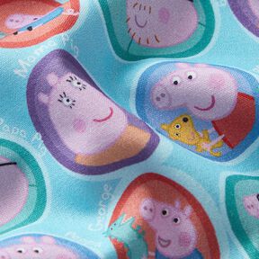 Bavlněný popelín tvář prasátko Peppa Licenční látky | ABC Ltd – světle tyrkysová, 
