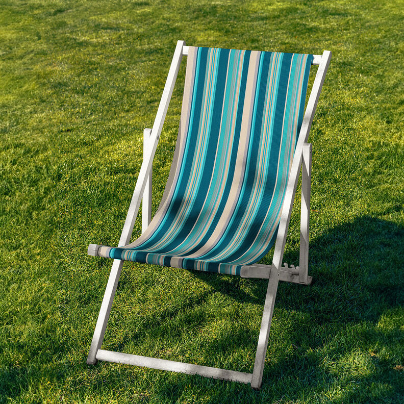 Outdoor Lehátkovina Podélné proužky 44 cm – mandlová/petrolejová,  image number 4
