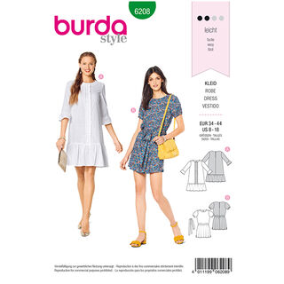 Šaty, Burda 6208 | 34 - 44, 