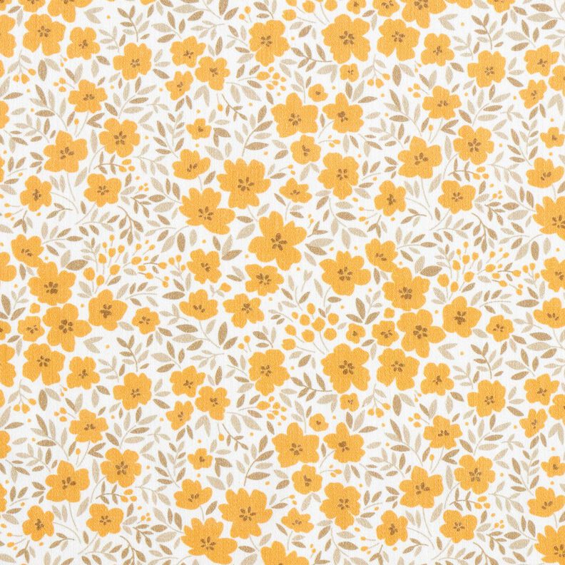Dekorační látka Bavlněný satén Moře květů – hořčicove žlutá/bílá,  image number 1
