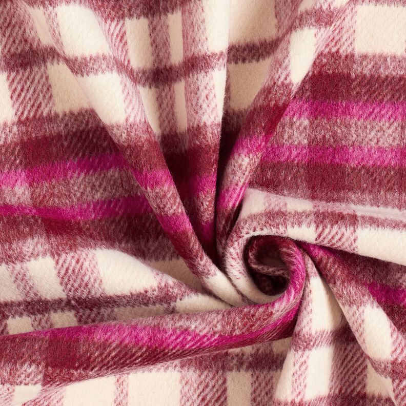 Látka na kabáty Vlněná směs Počesaný povrch – bordó/purpurová,  image number 4