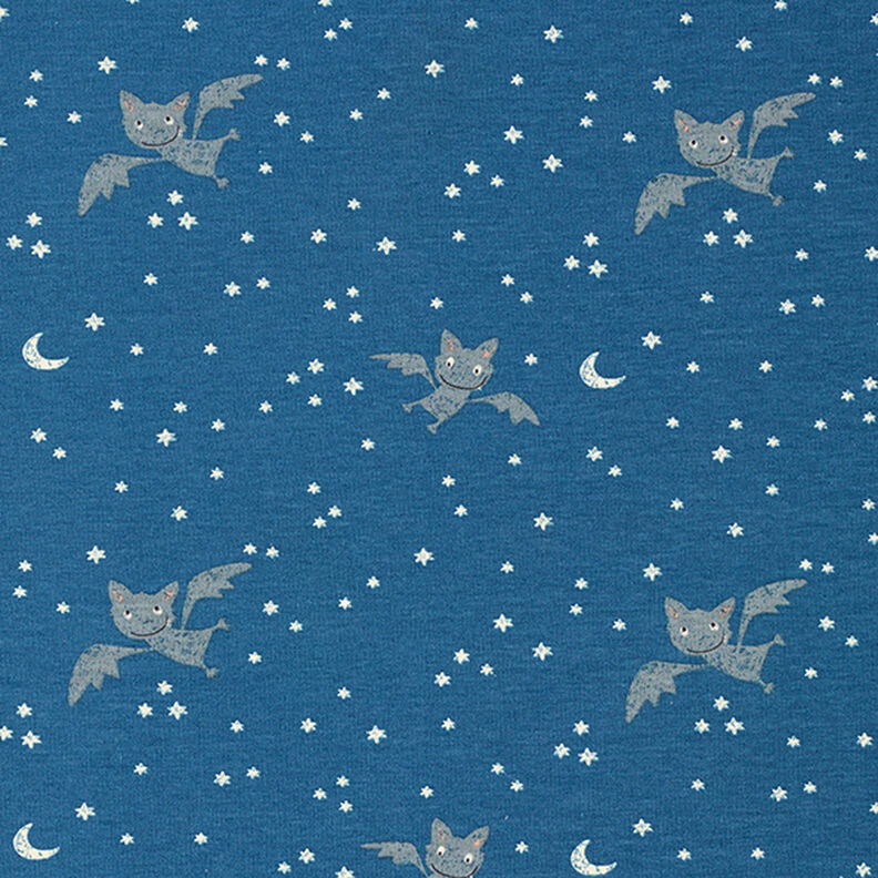 Bavlněný žerzej Nezbedný netopýr – džínově modrá,  image number 1