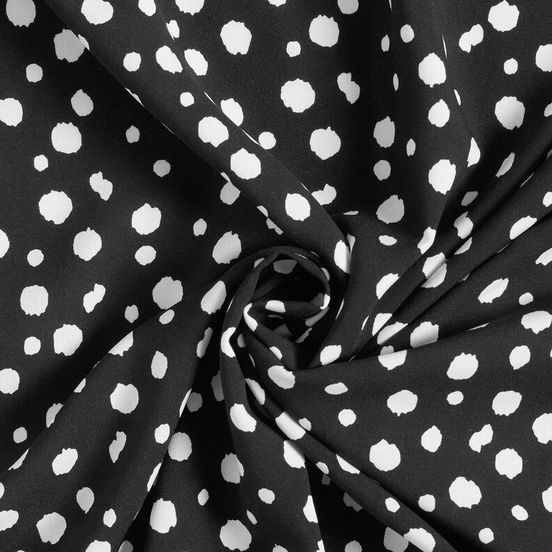 Viskózová látka nepravidelné puntíky – černá/bílá,  image number 3