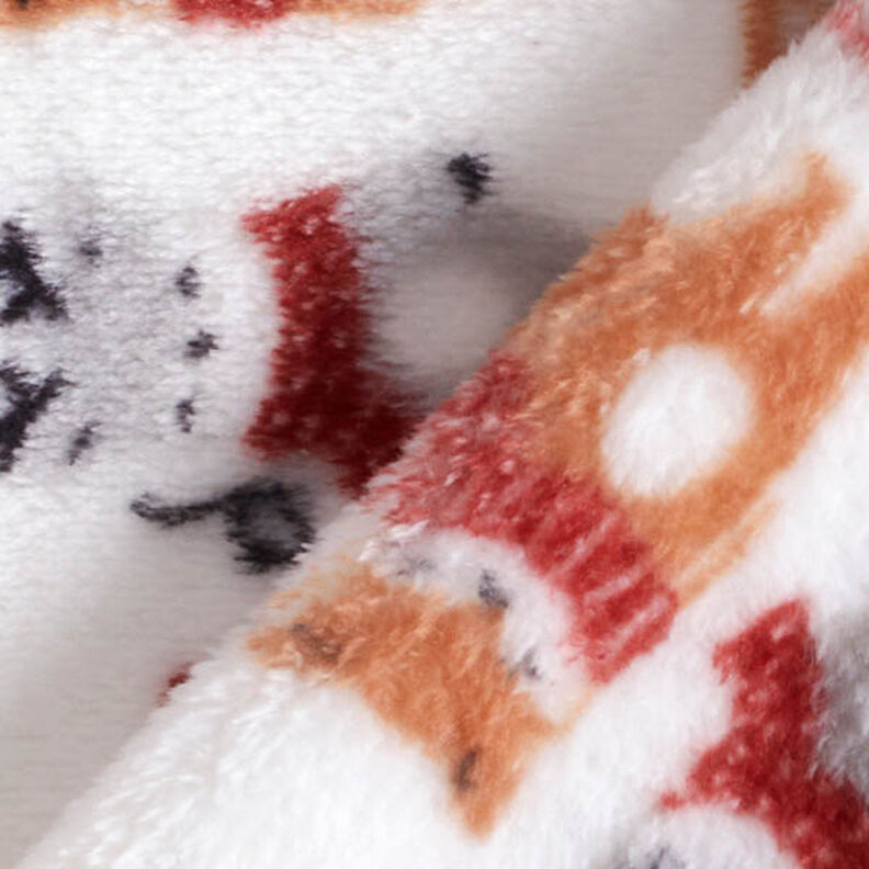 Hebký fleece Zvířátka v zimě – bílá/karmínově červená, image number 5