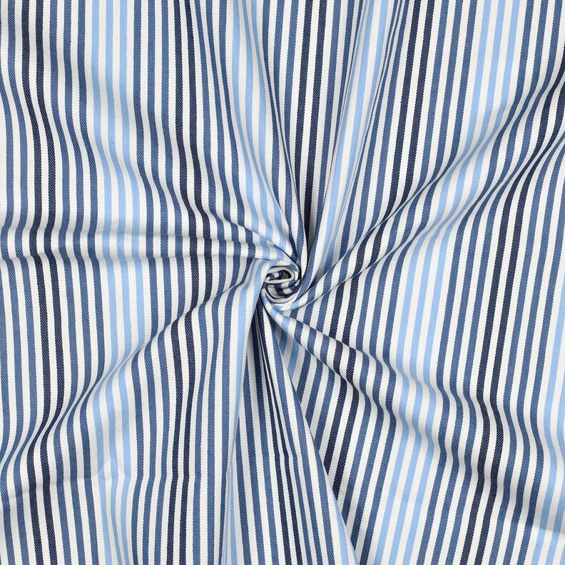 Denim Směs s bavlnou Pruhy | Poppy Fabrics – džínově modrá/vlněná bílá,  image number 3