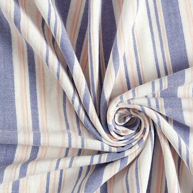 Mušelín / dvojitá mačkaná tkanina Pruhy barvené v přízi | Poppy – bílá/namornicka modr,  image number 3