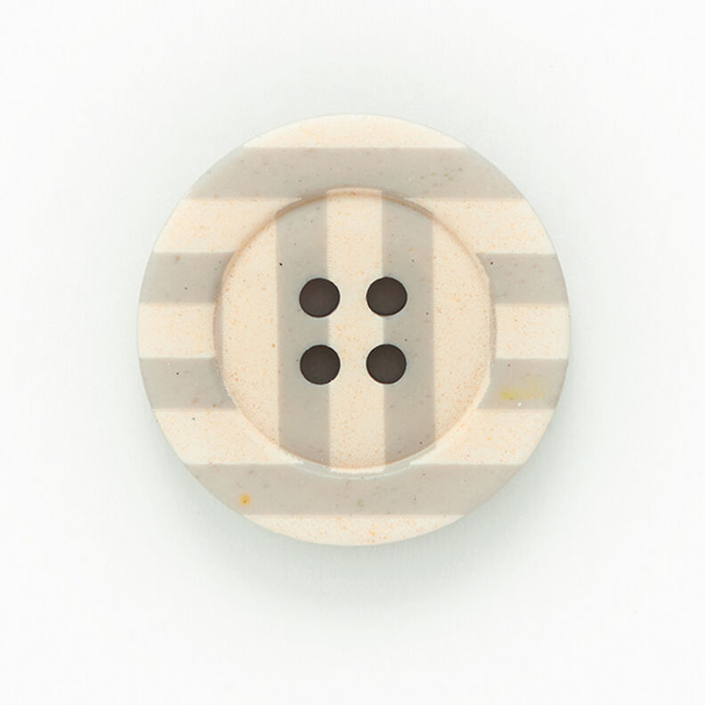 Knoflík proužkovaný, 4dírkový  – světle šedá/meruňková,  image number 1