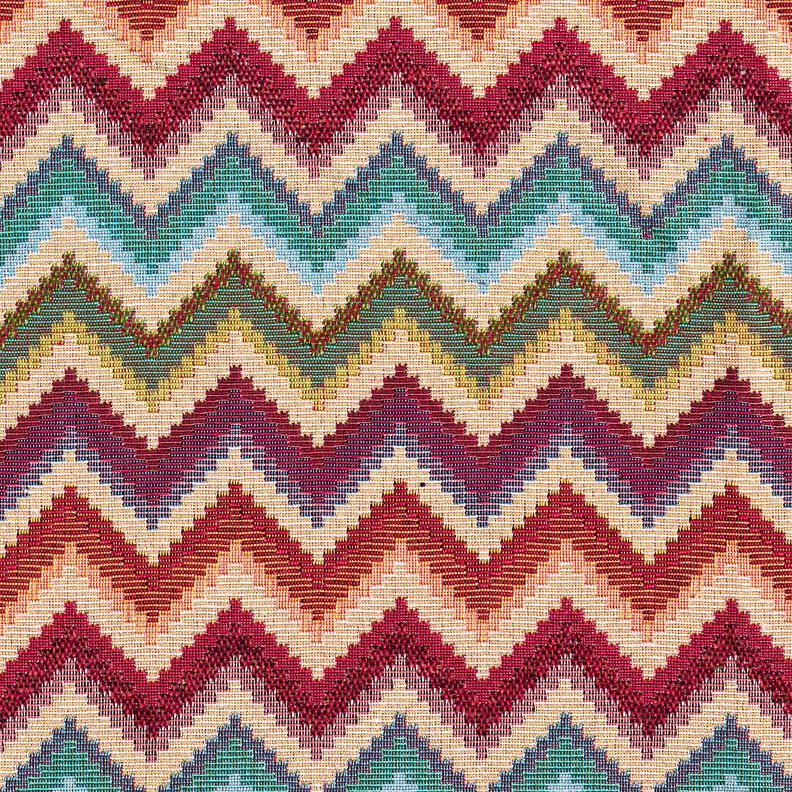 Dekorační látka Gobelín Chevron – světle béžová/karmínově červená,  image number 1