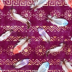 Francouzské froté Boho peří | Glitzerpüppi  – hroznová/humrová,  Francouzské froté Boho peří | Glitzerpüppi  – hroznová/humrová,