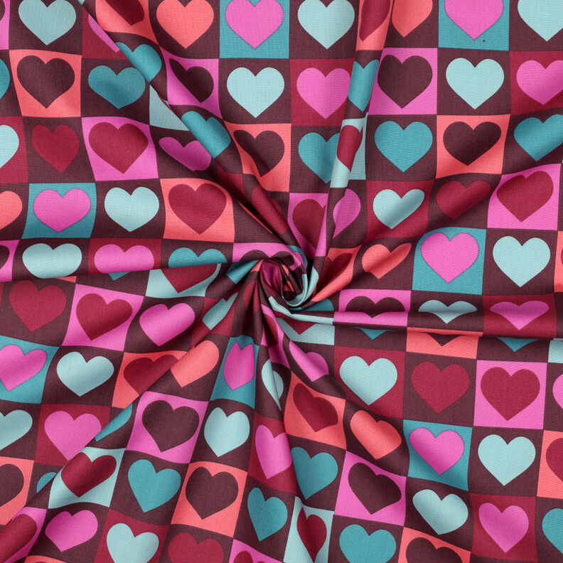 Bavlněný popelín Kostky-srdce | Poppy Fabrics – burgundská červená,  image number 3