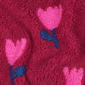 Plyš teddy tulipány | Poppy Fabrics – karmínově červená, 