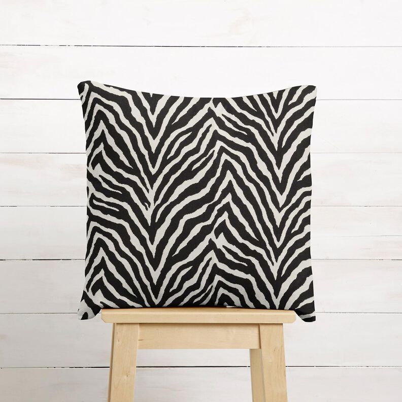 Dekorační látka Žakár Zebra – slonová kost/černá,  image number 7