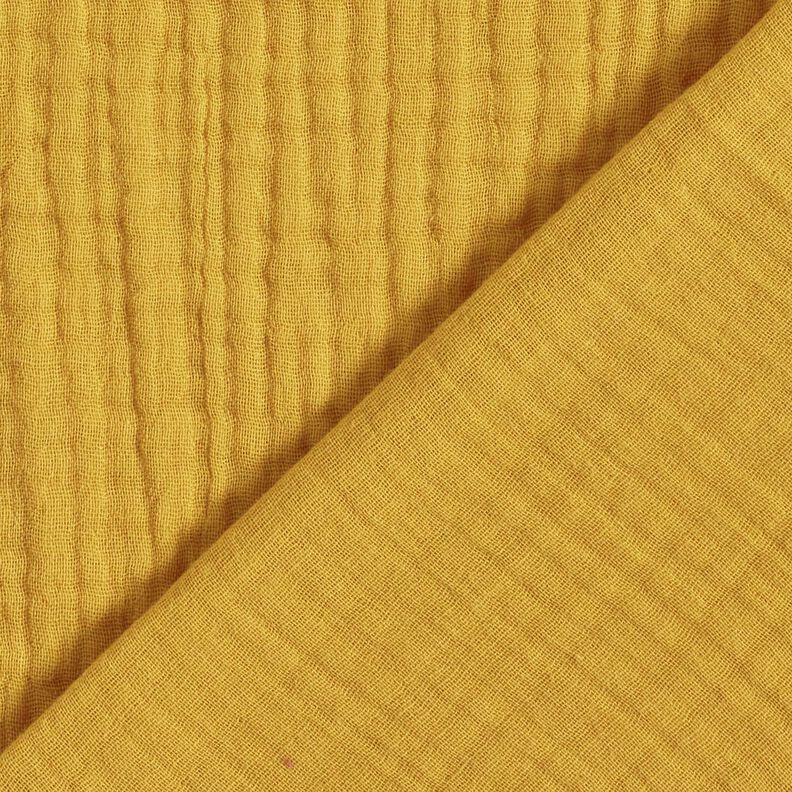 Třívrstvý bavlněný mušelín Jednobarevné provedení – hořčicove žlutá, image number 4