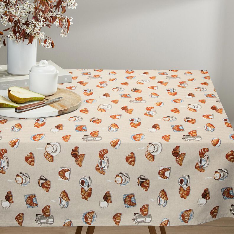 Dekorační látka Polopanama Čerstvé croissanty – světle hnědá/přírodni,  image number 7
