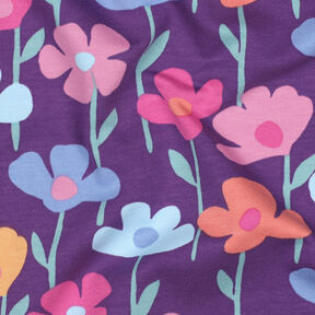 Francouzské froté letní teplákovina Barevné květiny | Poppy Fabrics – červenofialková, 