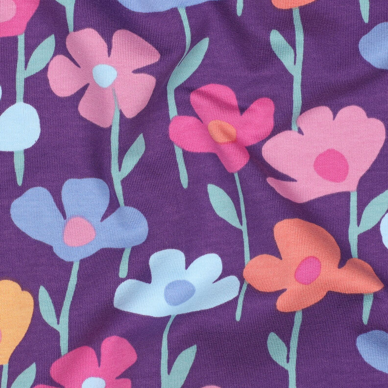 Francouzské froté letní teplákovina Barevné květiny | Poppy Fabrics – červenofialková,  image number 2