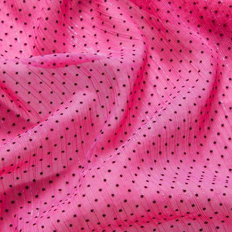 Třpitivý šifon proužky a tečky – purpurová, image number 2