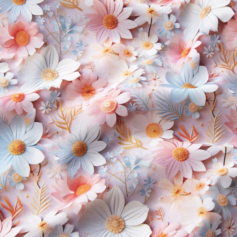 Bavlněný popelín Papírové květiny digitální potisk – světle starorůžová,  image number 2