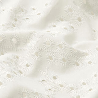 Bavlněná tkanina s vyšitými úponky ve tvaru kapky – bílá, 