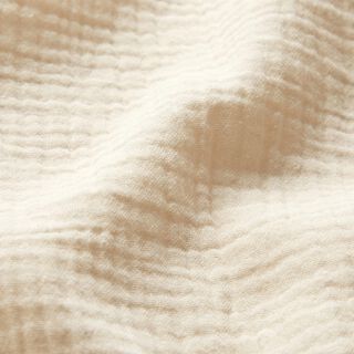 GOTS Nebělená mušelínová tkanina s dvojitým pomačkáním | Tula – přírodni, 