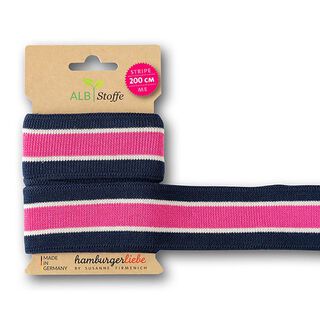 Bio žakárové stuhy STRIPE ME Icon  [200 cm | 3,5 cm] | Albstoffe – navy/pink, 