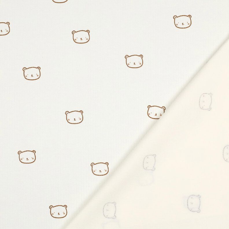 Vaflový žerzej Medvídek | Poppy Fabrics – vlněná bílá/srnčí hnědá,  image number 4