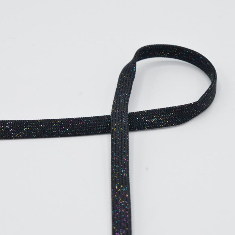 Plochá šňůra Mikina s kapucí Lurex [8 mm] – černá/zlatá metalická,  image number 1