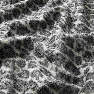 Flaušová žakárová látka na kabáty Leopardí vzor – antracitová/světle šedá, 