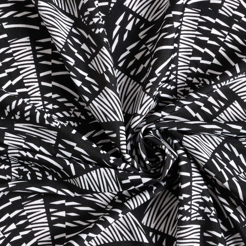 Látka na plavky abstraktní grafický vzor – černá/bílá,  image number 3