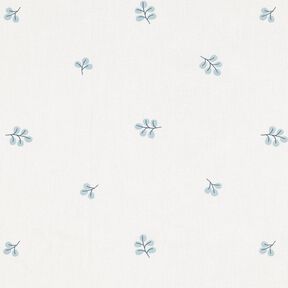 Bavlněný popelín Větve a lipové listy – bílá/eukalyptová, 