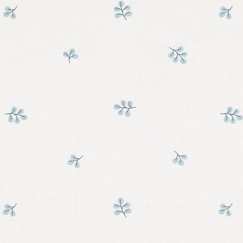 Bavlněný popelín Větve a lipové listy – bílá/eukalyptová,  image number 1