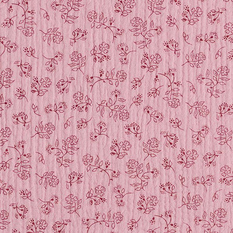 Mušelín / dvojitá mačkaná tkanina Malé úponky květů – růžová,  image number 1