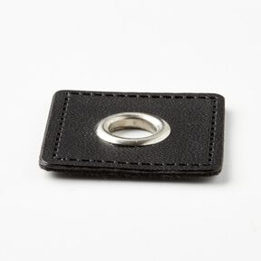 Nášivka na knoflíkovou dírku [30 x 30 mm] – černá/stříbrná metalická, 