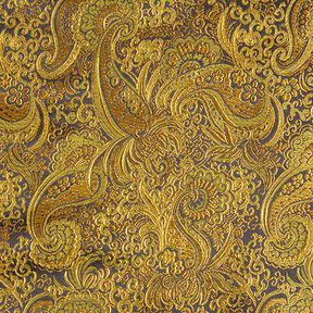 Oděvní žakár Metalický vzor paisley – zlatá/černá, 