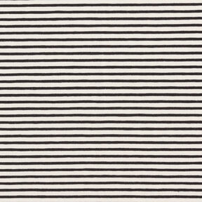 Bavlněný žerzej Úzké proužky – kremová/černá, 