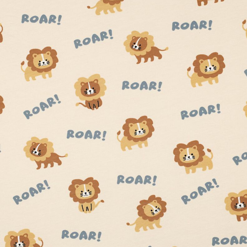 Bavlněný žerzej Lev | Poppy Fabrics – světle béžová/srnčí hnědá,  image number 1